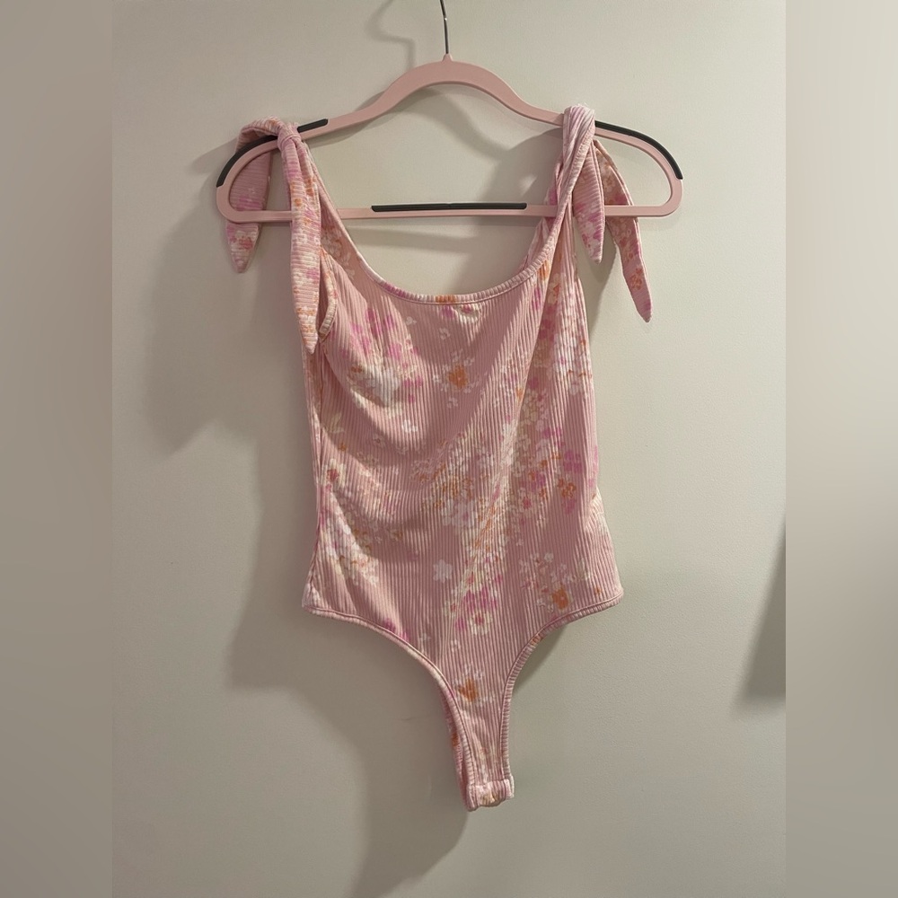 Pastel pink floral body suit